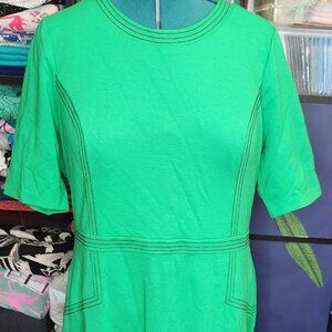 Green Boden sheath dress w/navy stitches size 20 Long in excellent condition